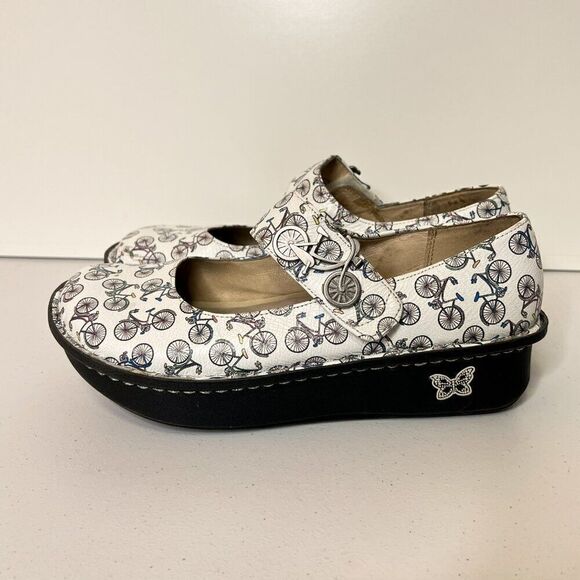 Alegria Paloma Bicycle Print Rocker Sole Mary Jane Shoes - Picture 4 of 8